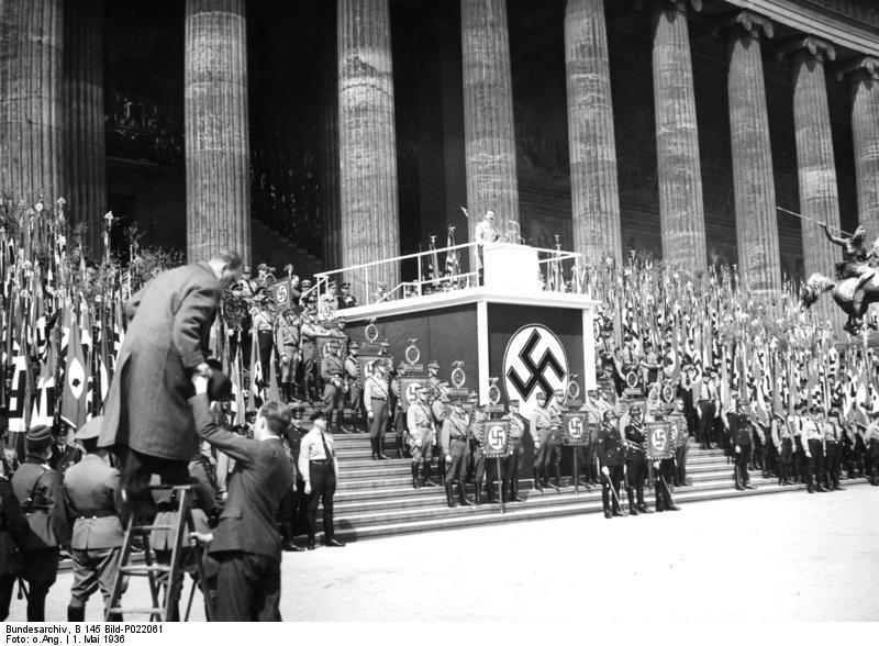 Adolf Hitler gives a speech for May day outside the museum at Lustgarten